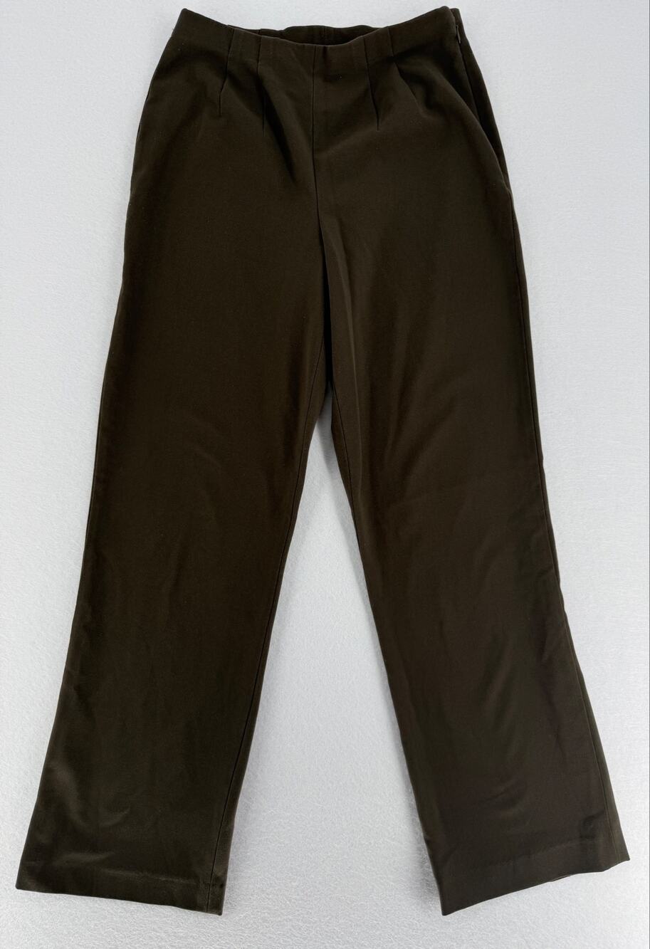 East 5th Womens 4P Petite Brown Dress Pants Straight Leg Stretch Side Zip